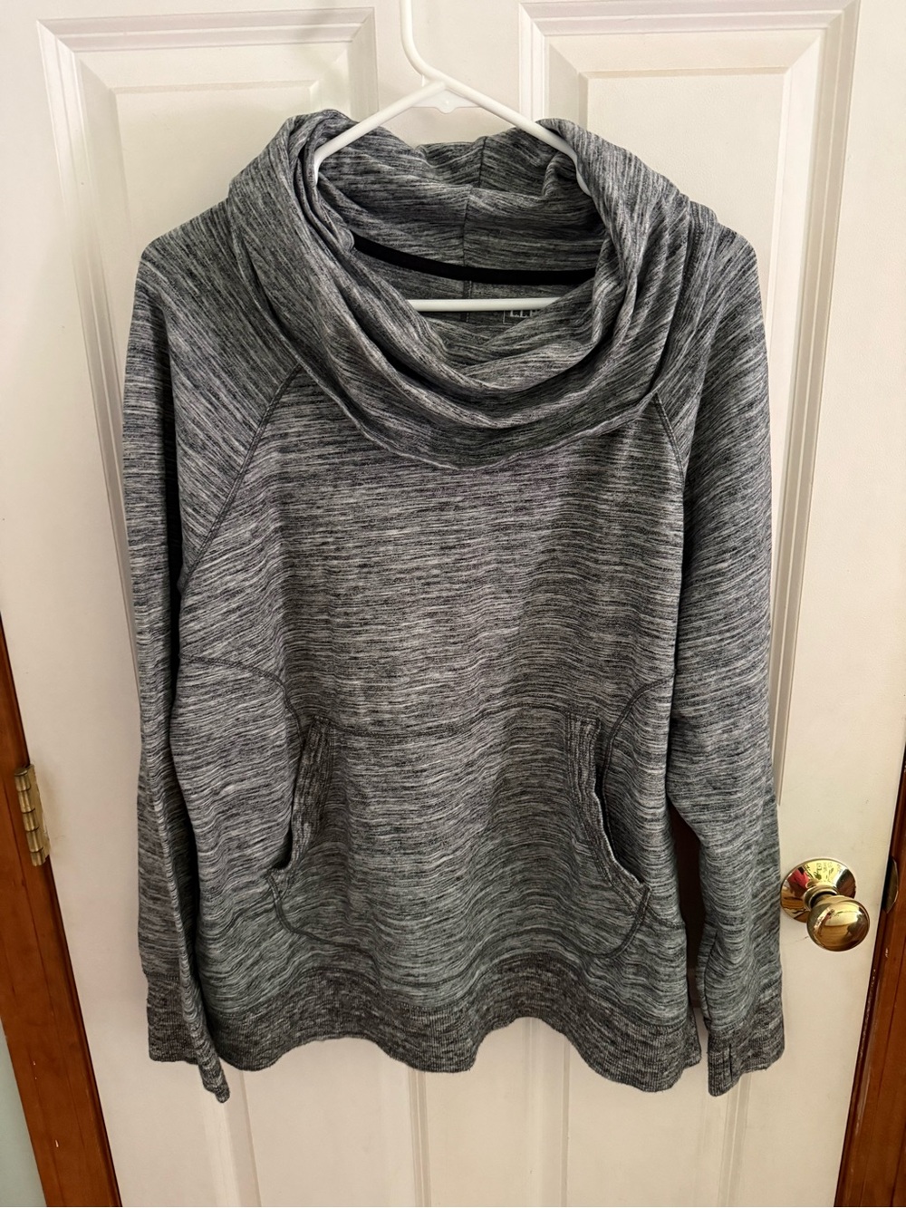 L.L. Bean Heather Gray Cowl Neck Pullover